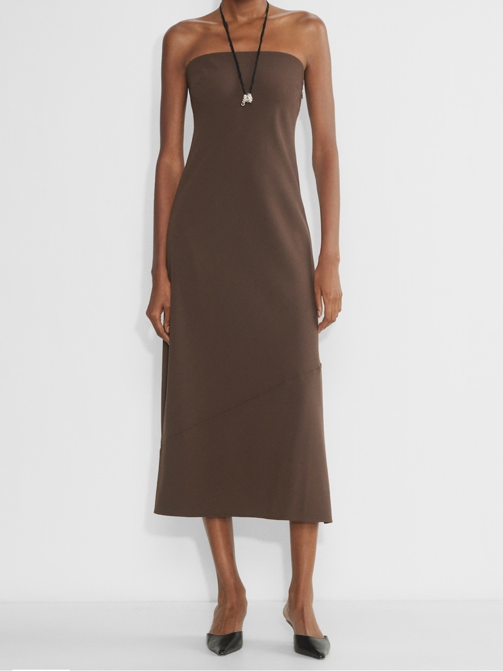 Babaton Strapless Brown Midi Dress